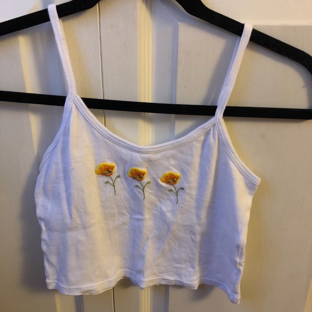 Cropped white poppy tank top